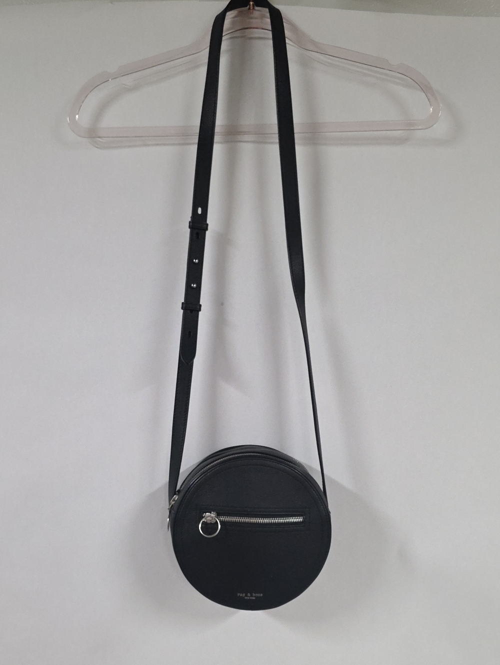 Rag & Bone New York Black Leather Circle Crossbody Bag w/Silver Hardware